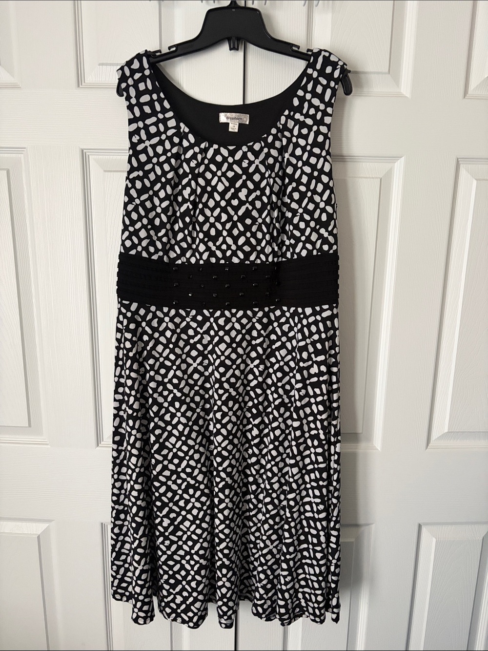 Dress Barn Black and White Patterned Midi Dress